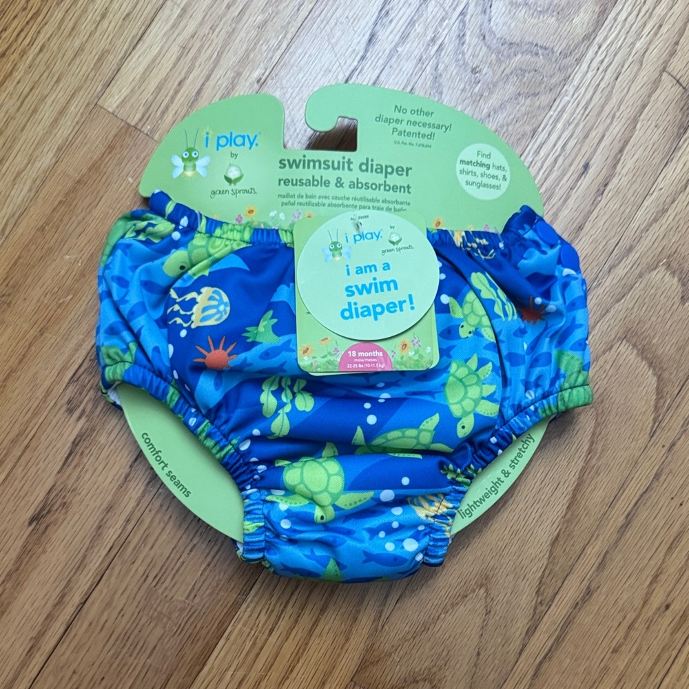 Green Sprouts Blue Swim Diaper with Aquatic Design